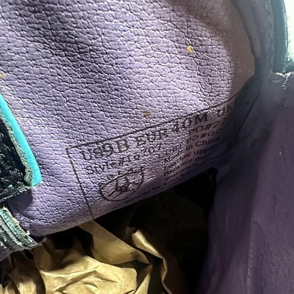 Ariat leather upper Turquoise purple & Black Western Cowboy Boots w pull tabs 9 - Picture 9 of 11